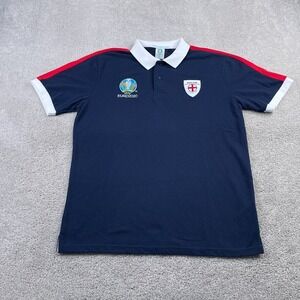 England UEFA EURO 2020 Polo Shirt Mens Large Blue Soccer Futbol Collared